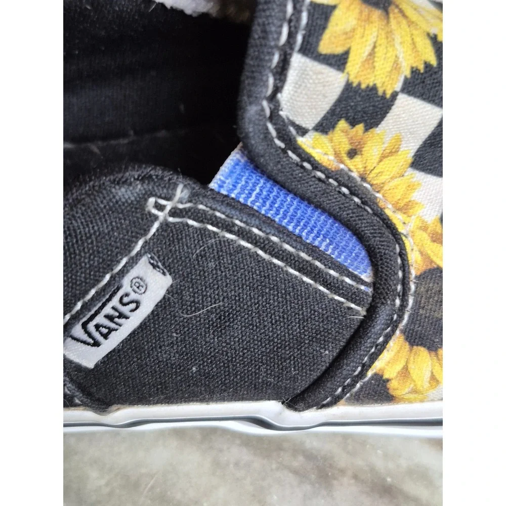 Vans Classic Slip-On Sunflower Checkerboard Black White Yellow Sneakers